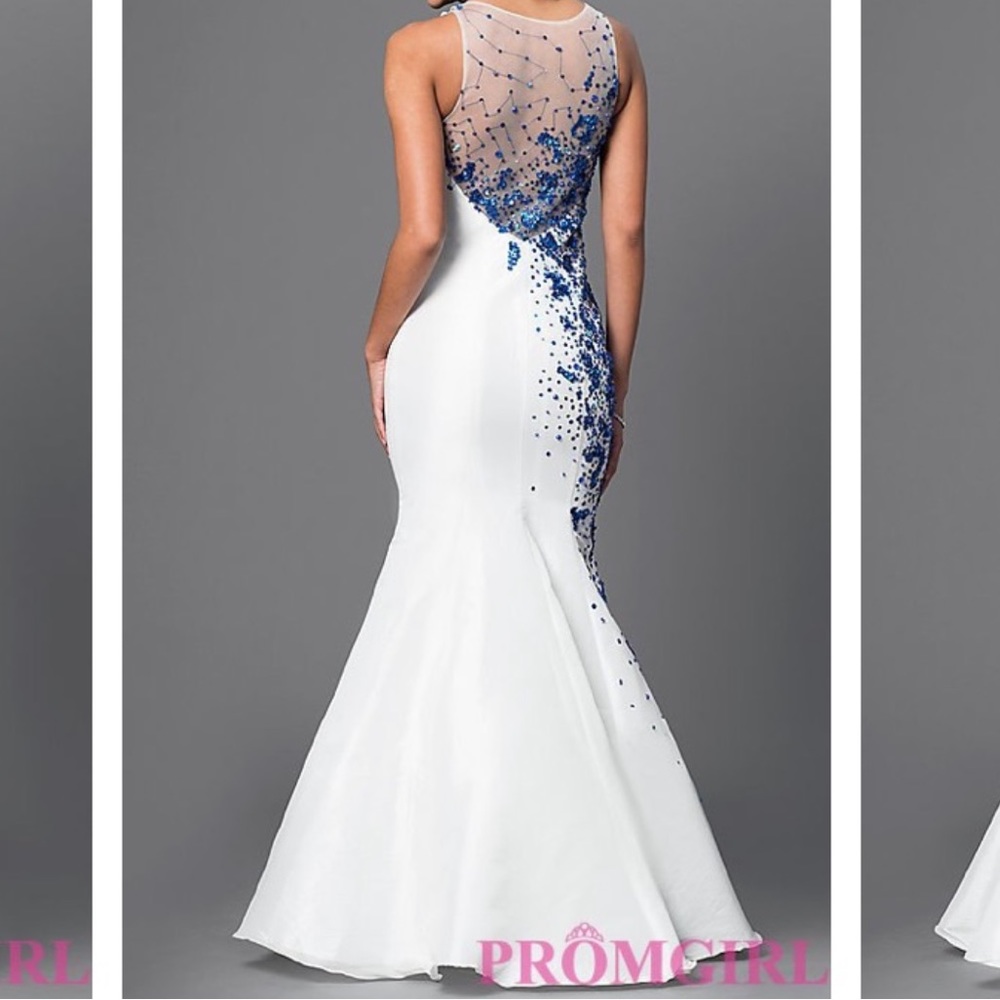 Dancing queen mermaid sequin dress white and blue (tailored)